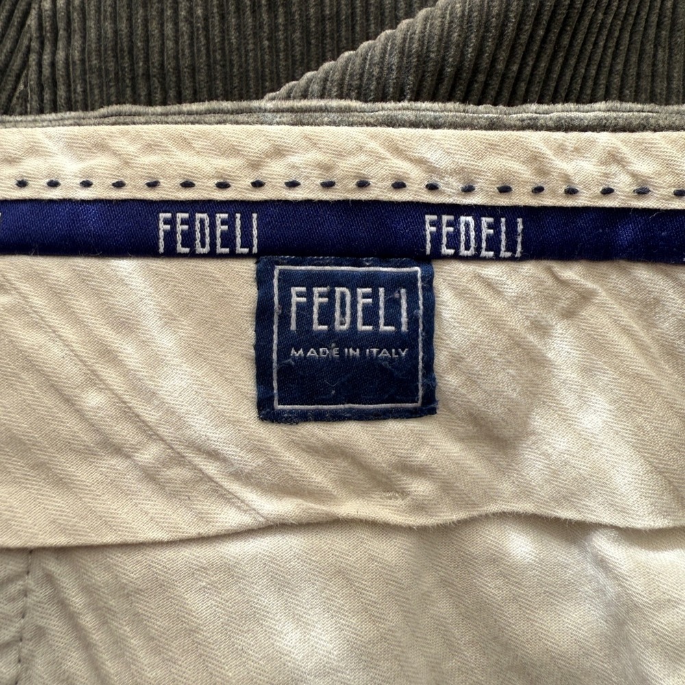 FEDELI Mens Corduroy Pants W: 32 Gray Pleated‎ Front Made in Italy $750 - Picture 3 of 7